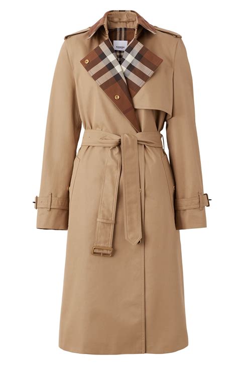 burberry trench throat latch|Long Cotton Blend Trench Coat in Anchor .